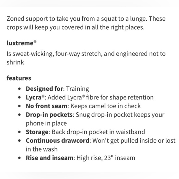 Lululemon sz 8 All The Right Places Crop II 23" Black great pre owned cond - Picture 12 of 15